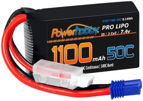 Powerhobby 2S 1100mAh 50C LiPo Battery w EC2 Plug FITS: Losi Mini-B Mini-T 2.0 JRX2 in Saudi Arabia