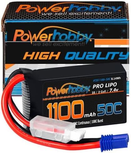 Powerhobby 2S 1100mAh 50C LiPo Battery w EC2 Plug FITS: Losi Mini-B Mini-T 2.0 JRX2 in Saudi Arabia