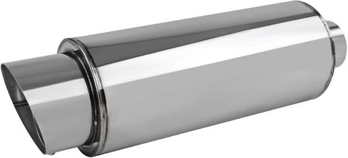 Carpartsinnovate Fits 4" Slant Round Tip 2.5" Inlet JDM N1 Exhaust Muffler+ Silencer in Kuwait