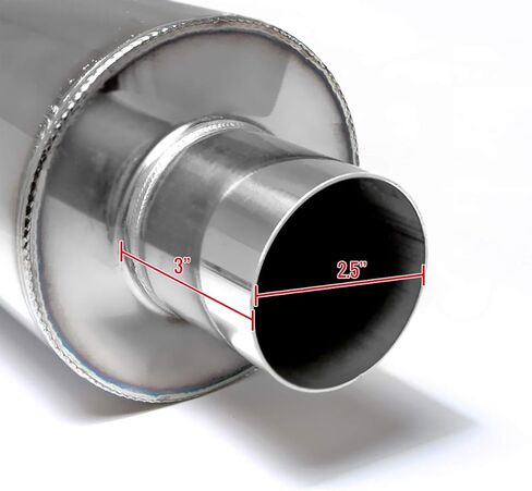 Carpartsinnovate Fits 4" Slant Round Tip 2.5" Inlet JDM N1 Exhaust Muffler+ Silencer in Kuwait
