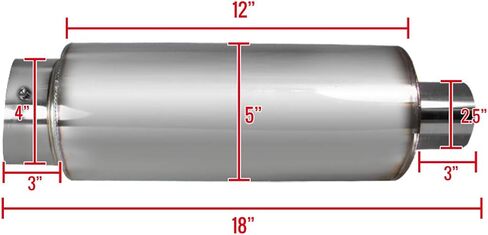 Carpartsinnovate Fits 4" Slant Round Tip 2.5" Inlet JDM N1 Exhaust Muffler+ Silencer in Kuwait