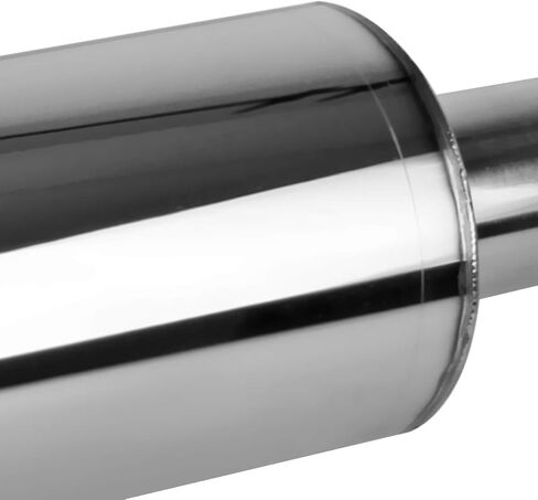 Carpartsinnovate Fits 4" Slant Round Tip 2.5" Inlet JDM N1 Exhaust Muffler+ Silencer in Kuwait