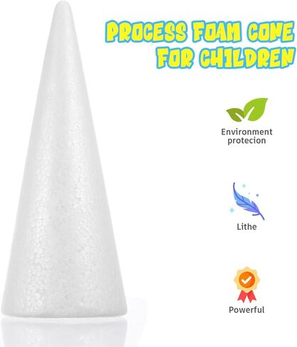 Tofficu 2 Pack White Foam Cones 13.4 Inch Solid Craft Foam Cones for Kids Crafts DIY Christmas Trees Floral Centerpieces and Holiday Decorations in Saudi Arabia