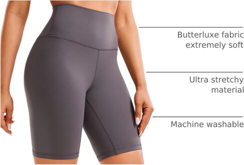شورت CRZ YOGA للسيدات Butterluxe Biker مقاس 8 بوصات - شورت عالي الخصر للتمرين والجري وكرة الطائرة واليوجا من الألياف اللدنة ميلانيت X-Large in Saudi Arabia