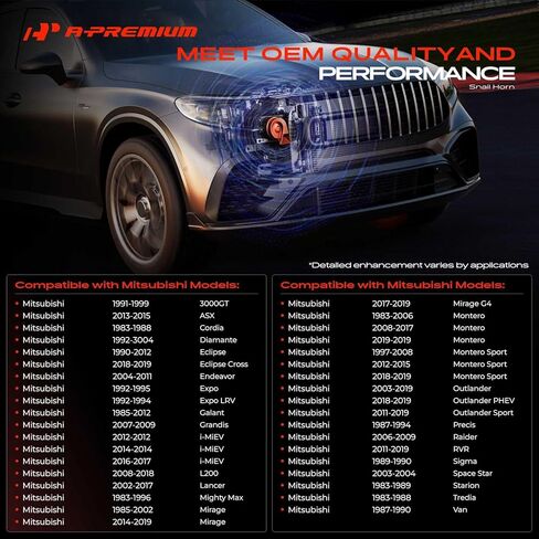 A-Premium Snail Horn Compatible with Mitsubishi Outlander PHEV Sport, Mirage G4, Lancer, Eclipse Cross, Galant, Endeavor, i-MiEV, 3000GT, ASX, Cordia, Diamante, Expo LRV, Grandis, L200, Lancer, Precis in Saudi Arabia