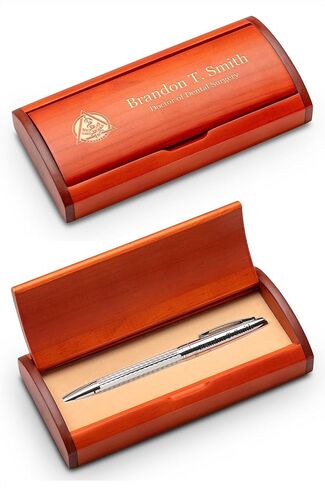 Executive Gift Shoppe | Diamond Cut Personalized Ballpoint Pen with Wood Box for Dentists in Saudi Arabia