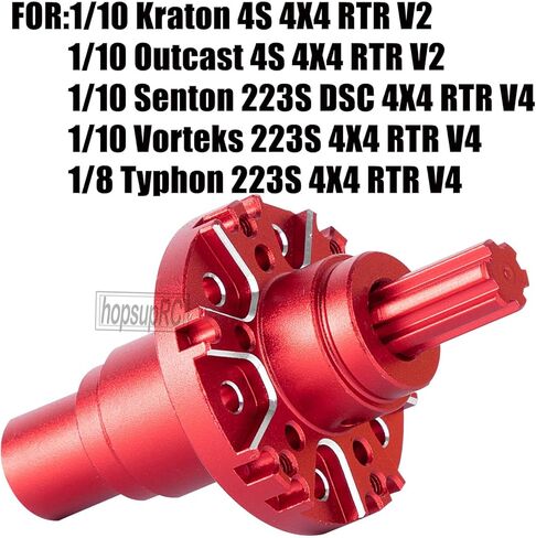 RC Center Diff Upgrades Part for 1/10 Kraton Outcast 4S 4X4 RTR V2,1/10 Senton Vorteks 4X4 RTR V4,1/8 Typhon 4X4 RTR V4,Steel #45 Center Diff Hops Up,Red in Kuwait