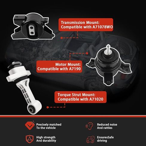 Engine Motor and Transmission Mount Kit Compatible with 2012 2013 2014 2015 2016 2017 Camry L4 2.5L 4-Piece Set A72004HY A62081 A4288 A62062 -K2681 in Kuwait