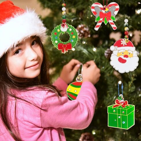 208pcs Christmas Suncatchers Window Art Kits, Create Your Own Xmas Santa Claus Snowman DIY Suncatchers Crafts, Creativity for Christmas Party Easy Sparkle Window Art Craft Kit in Saudi Arabia