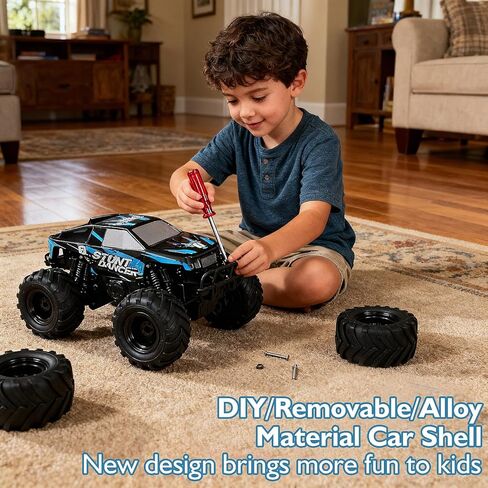 1:24 Waterproof Monster Truck Toys RC Cars: Amphibious Remote Control Car Trucks 4WD All Terrain Off-Road Pickup Toy for 6 7 8 9 10 11 12 Year Old Boys Girls Kids Gifts Presents Blue in Saudi Arabia