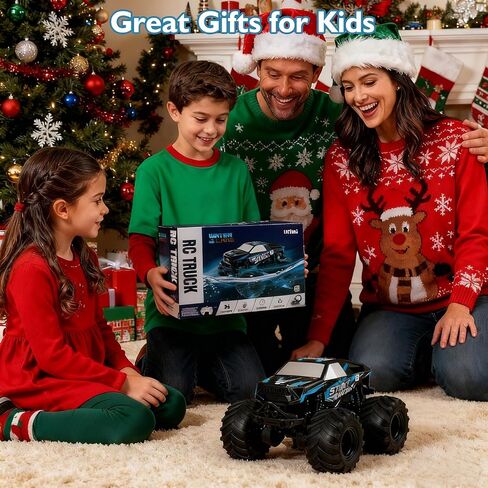 1:24 Waterproof Monster Truck Toys RC Cars: Amphibious Remote Control Car Trucks 4WD All Terrain Off-Road Pickup Toy for 6 7 8 9 10 11 12 Year Old Boys Girls Kids Gifts Presents Blue in Saudi Arabia