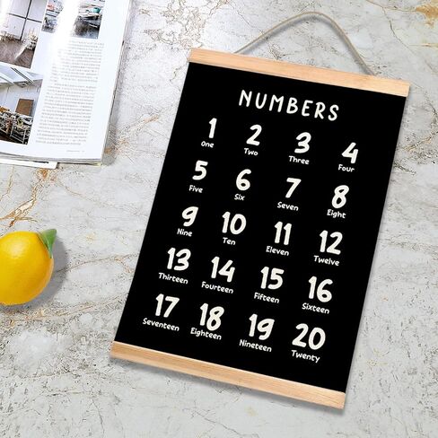 Alphabet and Numbers Educational Chart Set of 2 for Classroom Decor,Colorful Educational Poster for Toddlers 1-3,Toddler Learning Poster for Ages 3-5 for Nursery Playroom,Classroom Must Haves (Black) in Kuwait