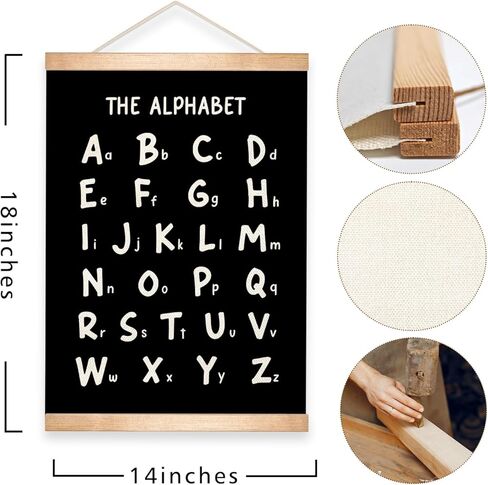 Alphabet and Numbers Educational Chart Set of 2 for Classroom Decor,Colorful Educational Poster for Toddlers 1-3,Toddler Learning Poster for Ages 3-5 for Nursery Playroom,Classroom Must Haves (Black) in Kuwait