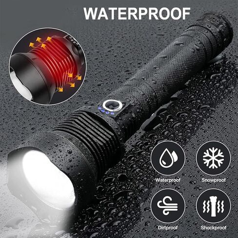 OMALIGHT Rechargeable 900000 High Lumens LED Flashlights, XHP90.2 Super Bright Flashlight with Zoomable & 5 Modes & IPX7 Waterproof for Camping in Saudi Arabia
