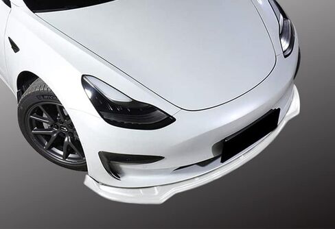 Q1-TECH, 5-Piece Front Bumper Lip + Side Skirt Rocker Winglet Canard Diffuser Wing Compatible with 2017 2018 2019 2020 2021 2022 2023 Tesla Model 3, Front Lip Spoiler Splitter ABS (Painted White) in Saudi Arabia