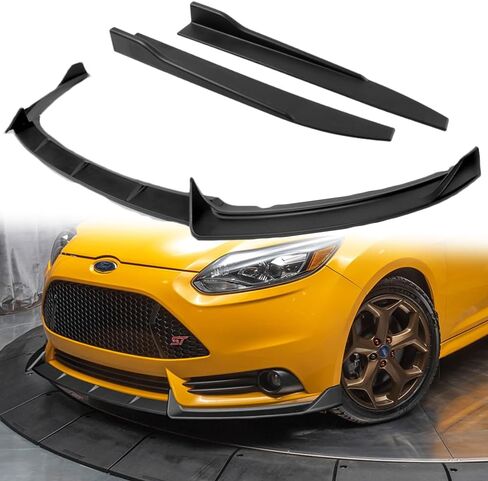 Q1-TECH، شفة مصد أمامي مكونة من 5 قطع + تنورة جانبية جناح ناشر كانارد متوافق مع موديلات Ford Focus ST Hatchback 2012-2014، مقسم جسم ذقن الهواء الأمامي (كربون مطلي) in Saudi Arabia