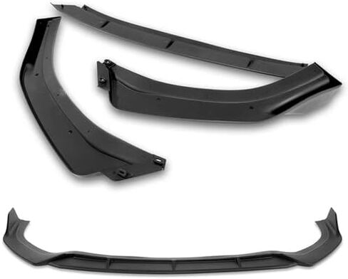 3 Pieces ABS STP-Style Front Bumper Lip Spoiler Splitter Side Body Kit Trim Protection Compatible with 2014-2016 Kia Forte Koup 2DR Coupe, 2015 (Painted Black) in Saudi Arabia