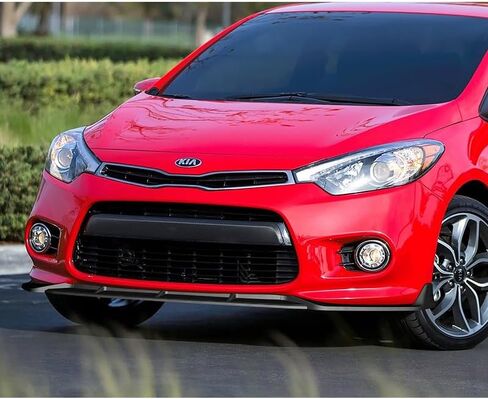 3 Pieces ABS STP-Style Front Bumper Lip Spoiler Splitter Side Body Kit Trim Protection Compatible with 2014-2016 Kia Forte Koup 2DR Coupe, 2015 (Painted Black) in Saudi Arabia
