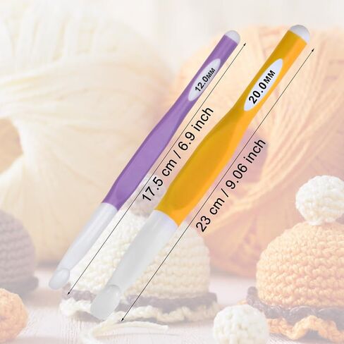 Large Sizes Crochet Hooks 2 pcs Long Crochet Needles QLRFFLJOY 12mm Crochet Hook Set 15mm Rubber Handle Crochet Needle DIY Yarn Weaving Tools for Knitting Blankets, Shawl and Carpets in Kuwait