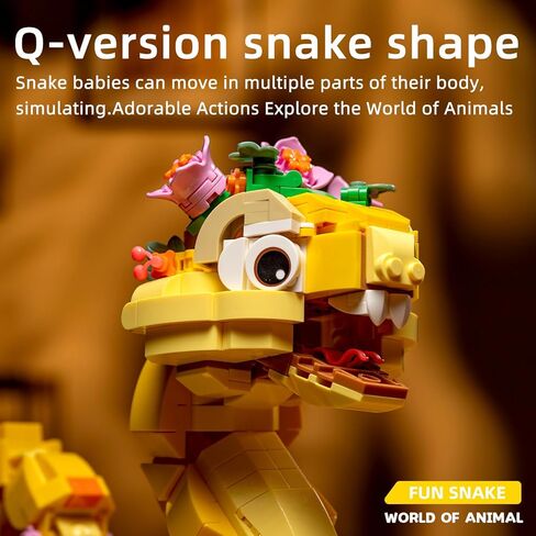 Snake Toy, 681 Pieces Forest Exploration Theme, Yellow Snake Display Ornament with Flowers, Desktop Decoration Gift for Kids Ages 6-12+ in Saudi Arabia