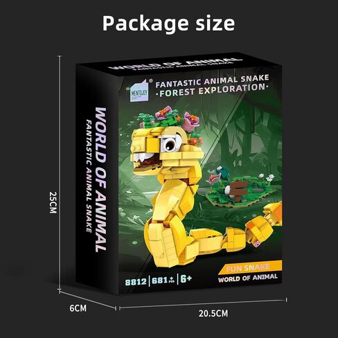 Snake Toy, 681 Pieces Forest Exploration Theme, Yellow Snake Display Ornament with Flowers, Desktop Decoration Gift for Kids Ages 6-12+ in Saudi Arabia