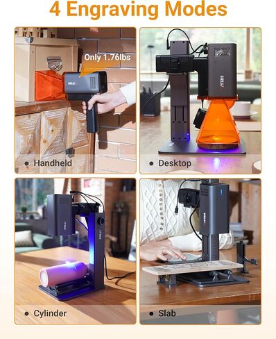 SL2 AI Laser Engraver Machine, Only 1.76 lbs, 4000mm/s Lightning Speed, Ultra HD Handheld Portable Laser Engraving Machine for Wood, Leather, Acrylic, Glass, Coated Metal(with Roller) in Kuwait