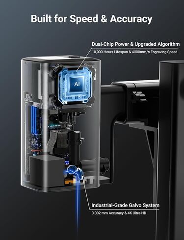 SL2 AI Laser Engraver Machine, Only 1.76 lbs, 4000mm/s Lightning Speed, Ultra HD Handheld Portable Laser Engraving Machine for Wood, Leather, Acrylic, Glass, Coated Metal(with Roller) in Kuwait