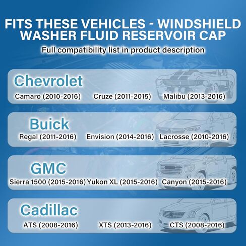2PCS Windshield Washer Fluid Reservoir Cap, Leak-Proof Windshield Wiper Fluid Cap, OE# 13227300 19172571 12767700 12788573, Fits GMC/Chevy Silverado/Cadillac ATS/Buick in Saudi Arabia