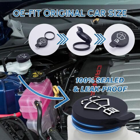 2PCS Windshield Washer Fluid Reservoir Cap, Leak-Proof Windshield Wiper Fluid Cap, OE# 13227300 19172571 12767700 12788573, Fits GMC/Chevy Silverado/Cadillac ATS/Buick in Saudi Arabia