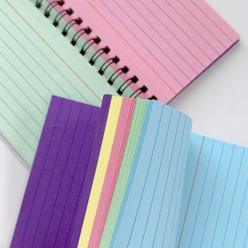 Index Cards with Ring, 4.92x2.95 Inches Spiral Flashcards, Colored Ruled Notecards Index Cards Flash Cards with Ring for Studying Nursing School Office Taking to Do List(50 Sheets) in Saudi Arabia