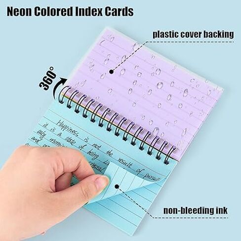 Index Cards with Ring, 4.92x2.95 Inches Spiral Flashcards, Colored Ruled Notecards Index Cards Flash Cards with Ring for Studying Nursing School Office Taking to Do List(50 Sheets) in Saudi Arabia