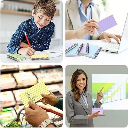 Index Cards with Ring, 4.92x2.95 Inches Spiral Flashcards, Colored Ruled Notecards Index Cards Flash Cards with Ring for Studying Nursing School Office Taking to Do List(50 Sheets) in Saudi Arabia
