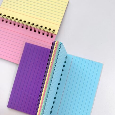 Index Cards with Ring, 4.92x2.95 Inches Spiral Flashcards, Colored Ruled Notecards Index Cards Flash Cards with Ring for Studying Nursing School Office Taking to Do List(50 Sheets) in Saudi Arabia