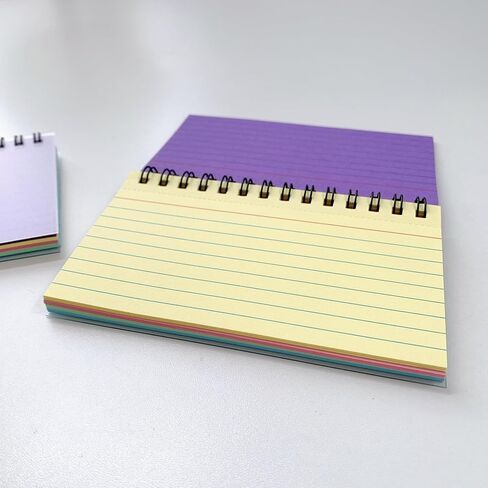Index Cards with Ring, 4.92x2.95 Inches Spiral Flashcards, Colored Ruled Notecards Index Cards Flash Cards with Ring for Studying Nursing School Office Taking to Do List(50 Sheets) in Saudi Arabia