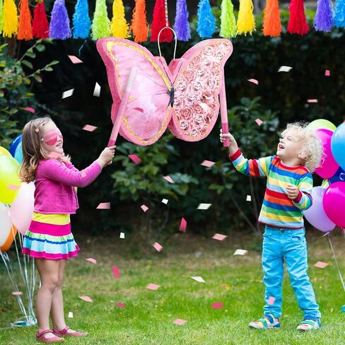 مجموعة Zhanmai الصغيرة على شكل فراشة عباد الشمس Piñata Girl تتضمن 15.4 × 11.3 × 2 بوصة عصا الخفافيش Piñata الوردي وقناع معصوب العينين للفتيات لوازم حفلات أعياد الميلاد (فراشة) in Kuwait