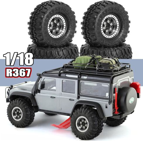 REDSPIDER 1.0 Beadlock Wheels and Crawler Tires 4pcs Aluminum Rim for RC Crawler Axial SCX24 Gladiator Bronco C10 Deadbolt FCX24 (Black) in Saudi Arabia