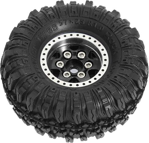 REDSPIDER 1.0 Beadlock Wheels and Crawler Tires 4pcs Aluminum Rim for RC Crawler Axial SCX24 Gladiator Bronco C10 Deadbolt FCX24 (Black) in Saudi Arabia