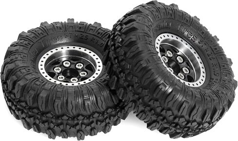 REDSPIDER 1.0 Beadlock Wheels and Crawler Tires 4pcs Aluminum Rim for RC Crawler Axial SCX24 Gladiator Bronco C10 Deadbolt FCX24 (Black) in Saudi Arabia