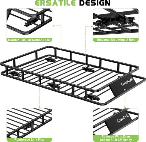 Roof Rack Basket 300LB Universal 64"x 39" Heavy Duty Metal Steel Rooftop Cargo Carrier with 6 U-Bolts Luggage Holder Storage Accessories for SUV, Truck, Pickup, Off-Road, Sedan in Saudi Arabia