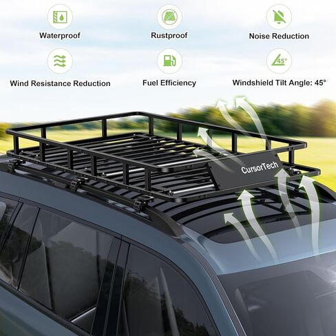 Roof Rack Basket 300LB Universal 64"x 39" Heavy Duty Metal Steel Rooftop Cargo Carrier with 6 U-Bolts Luggage Holder Storage Accessories for SUV, Truck, Pickup, Off-Road, Sedan in Saudi Arabia