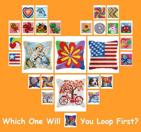 Manzapu Latch Hook Kits for Adults Beginner, 12x12 inch - 30x30 cm Cute Small Shaggy Rug Making Kits with Pre-Cut Yarn, Coded Canvas ＆ Crochet Hook Tool - Relaxing DIY Craft Gift in Saudi Arabia