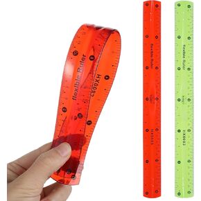 2 Pcs Flexible Ruler Set, 12 Inch Plastic Ruler Red and Green Bendable Measuring Tool for Office Home Drafting Tools in Kuwait