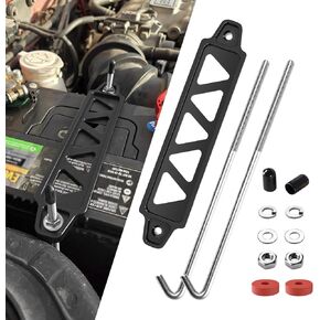 Battery Hold Down Sets, Battery Bracket, Battery Adjustable Crossbar with J Bolt Tie Down Holder, Hold Lock Accessories Aluminum Alloy Battery Tie Down Mount Bracket for Most Cars in Kuwait