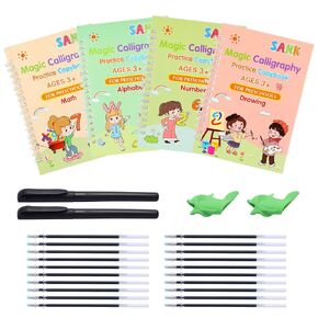 Magic Grooved Writing Practice Books, 20 pcs Refills with Reusable Grooved Handwriting Practice for Kids 3-8, Grooved Writing Books for Kindergarten Preschool Kids in Saudi Arabia