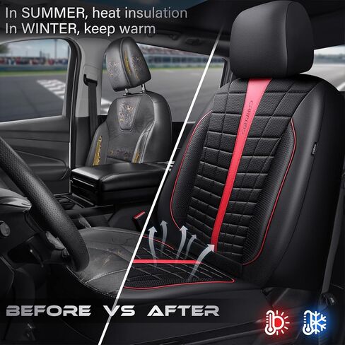 CAR PASS 3D Air Mesh Seat Covers for Car, Leather Car Seat Cover Front Seats,Breathable Foam Premium Leather Mesh Front Seat Covers Universal Fit for Cars Sedans Trucks Vans SUVs, Black Red in Saudi Arabia