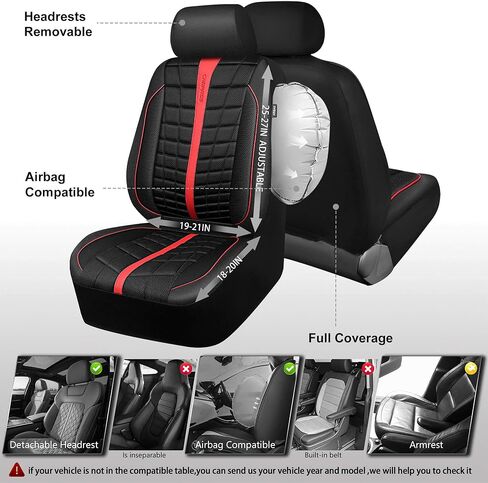 CAR PASS 3D Air Mesh Seat Covers for Car, Leather Car Seat Cover Front Seats,Breathable Foam Premium Leather Mesh Front Seat Covers Universal Fit for Cars Sedans Trucks Vans SUVs, Black Red in Saudi Arabia