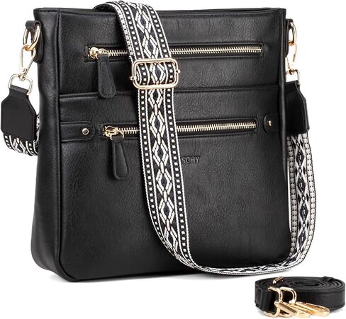 VASCHY Crossbody Bag Purse for Women, Fashion Vegan Leather Medium Multi-pocket Cross Body Messenger Bag Handbag Guitar Strap in Kuwait