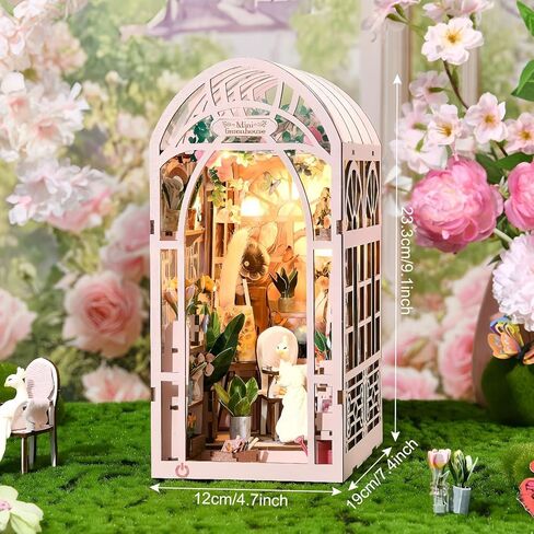 مجموعة زوايا الكتب DIY، ديكور رف كتب مصغر مع أضواء LED، مجموعة حرف خشبية مقطوعة بالليزر للبالغين، هدية إبداعية لعيد الميلاد، عيد الميلاد، غرفة زهور الدفيئة in Kuwait