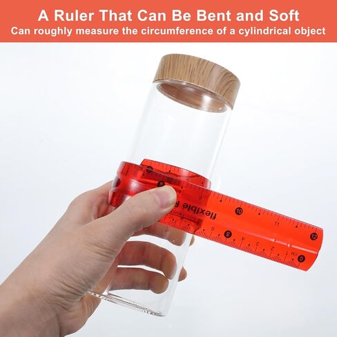 مجموعة مسطرة مرنة مكونة من قطعتين، مسطرة بلاستيكية مقاس 12 بوصة، أداة قياس قابلة للانحناء باللونين الأحمر والأخضر لأدوات صياغة المكتب والمنزل in Kuwait