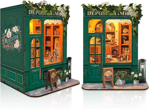 مجموعة زوايا الكتب DIY، ديكور رف كتب مصغر مع أضواء LED، مجموعة حرف خشبية مقطوعة بالليزر للبالغين، هدية إبداعية لعيد الميلاد، عيد الميلاد، غرفة زهور الدفيئة in Kuwait
